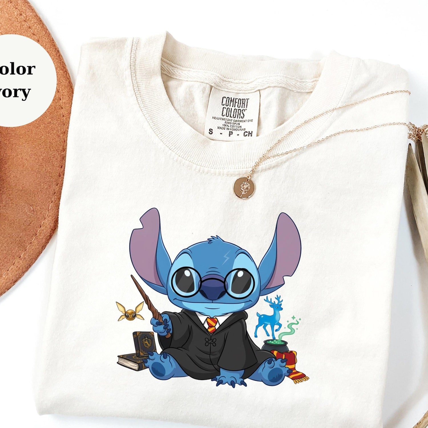 Cute Harry Potter Stitch T-Shirt, Magic Fan Tee, Fantasy Movie Shirt, Cute Character Top, Wizard Costume Tee, Gift For Fans