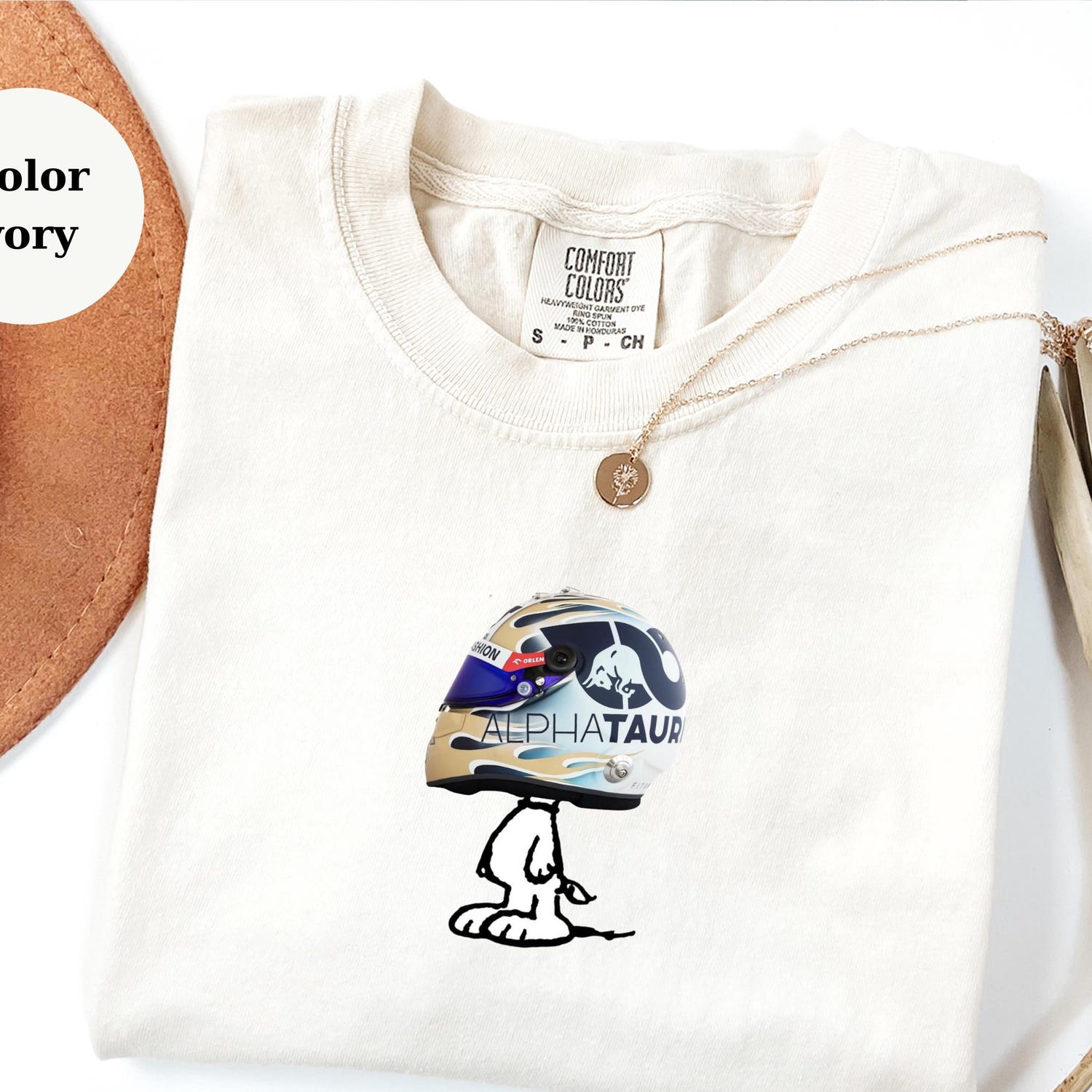 Daniel Ricciardo Racing Helmet Snoopy Shirt, Funny F1 Fan Crewneck, Cartoon Racer Top, Motorsport Gift, Comfort Colors Unisex Shirt