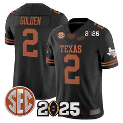 T.Longhorns #2 Matthew Golden 2025 CFP Final Patch Fan Jersey