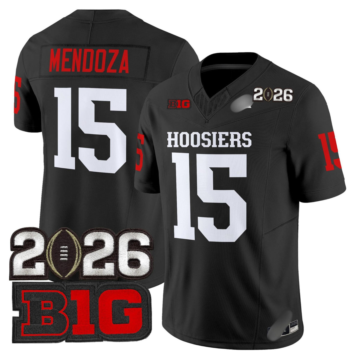 I.Hossiers #15 Fernando Mendoza 2026 B1G Patch Fan Jersey