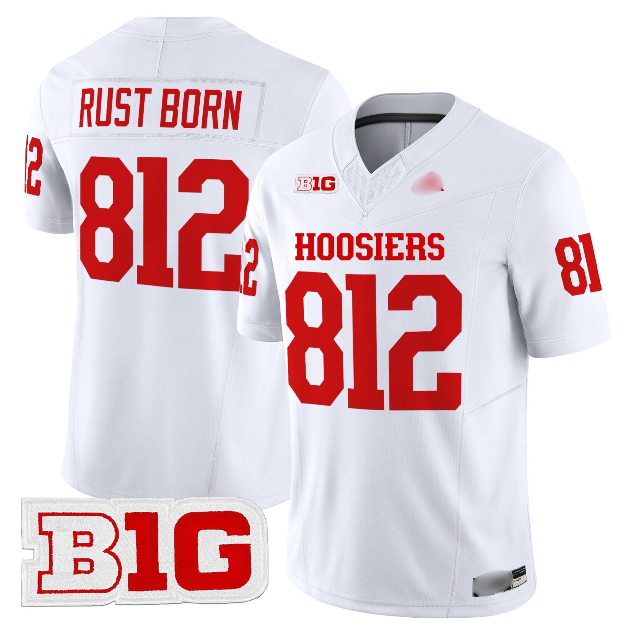 I.Hossiers #812 Rust Born 2025 B1G Patch Fan Jersey