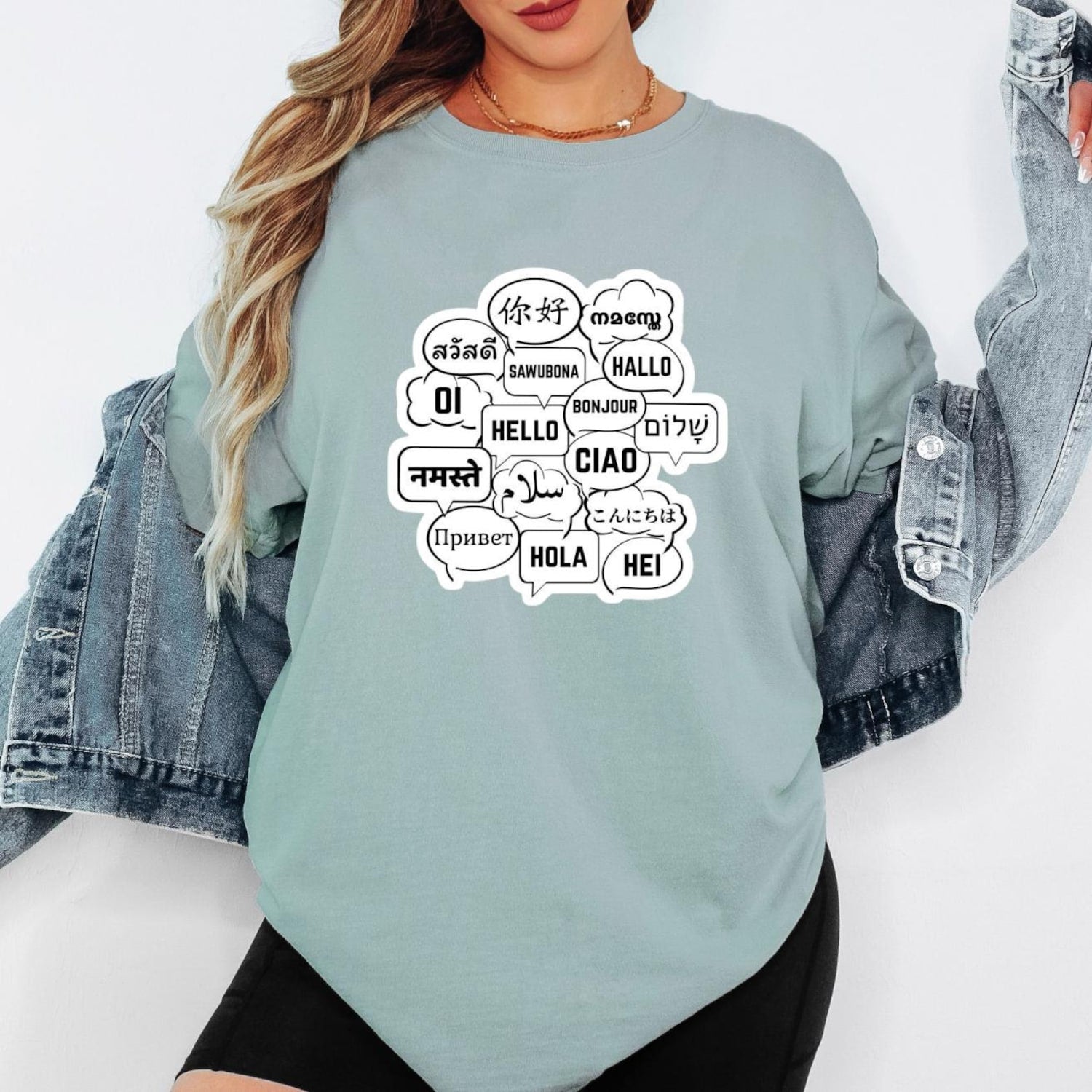 Comfort Colors� Multilingual Hello T-Shirt � World Languages Greeting Shirt for Travelers & Language Lovers