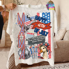 Mama 4th of July Shirt | Retro Patriotic Goose Comfort Colors Tee | Fireworks Disco Ball Summer Shirt