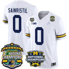 M.Wolverines #0 Mike Sainristil Corum 12x National Champions Patch Vapor Jersey