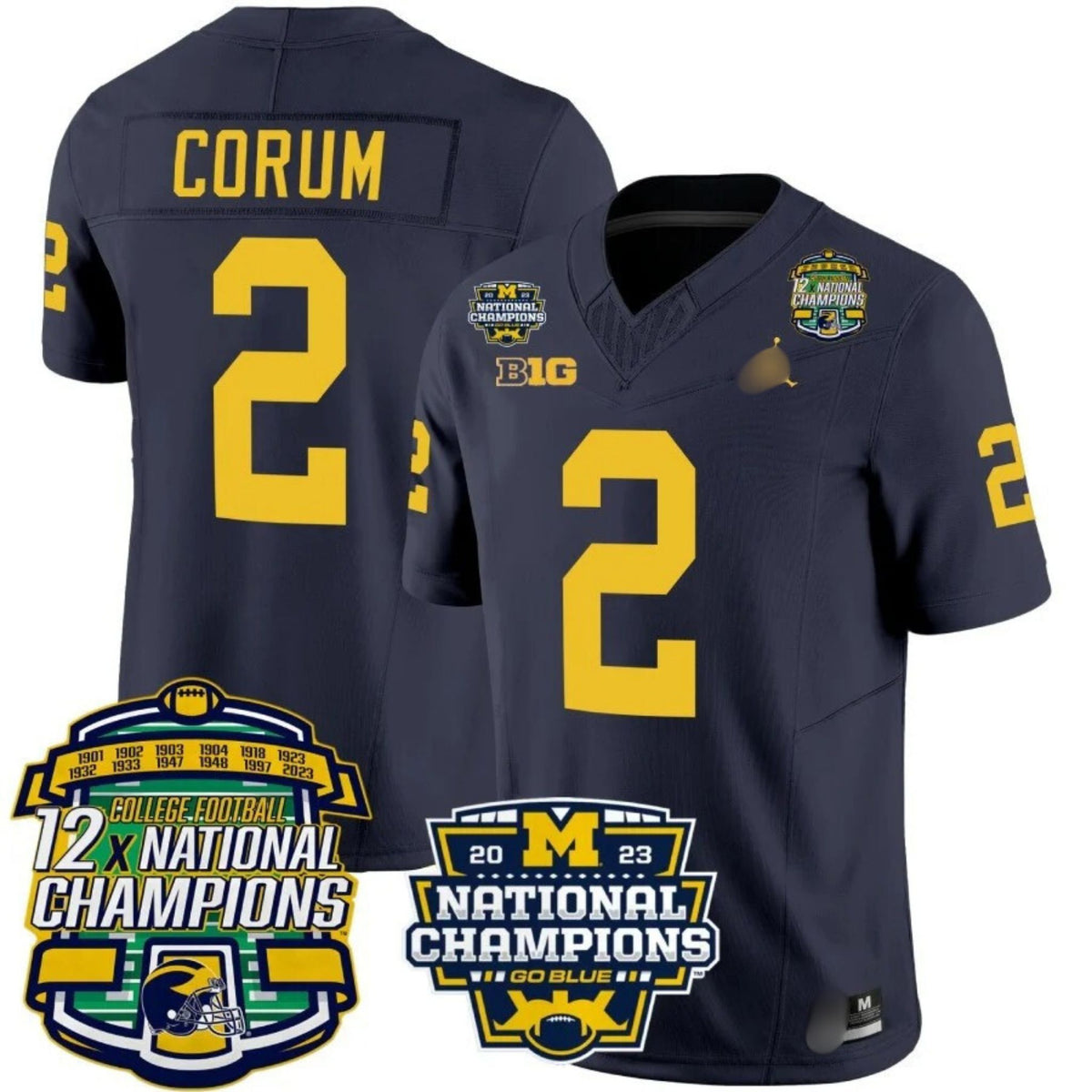 M.Wolverines #2 Blake Corum 12x National Champions Patch Vapor Jersey