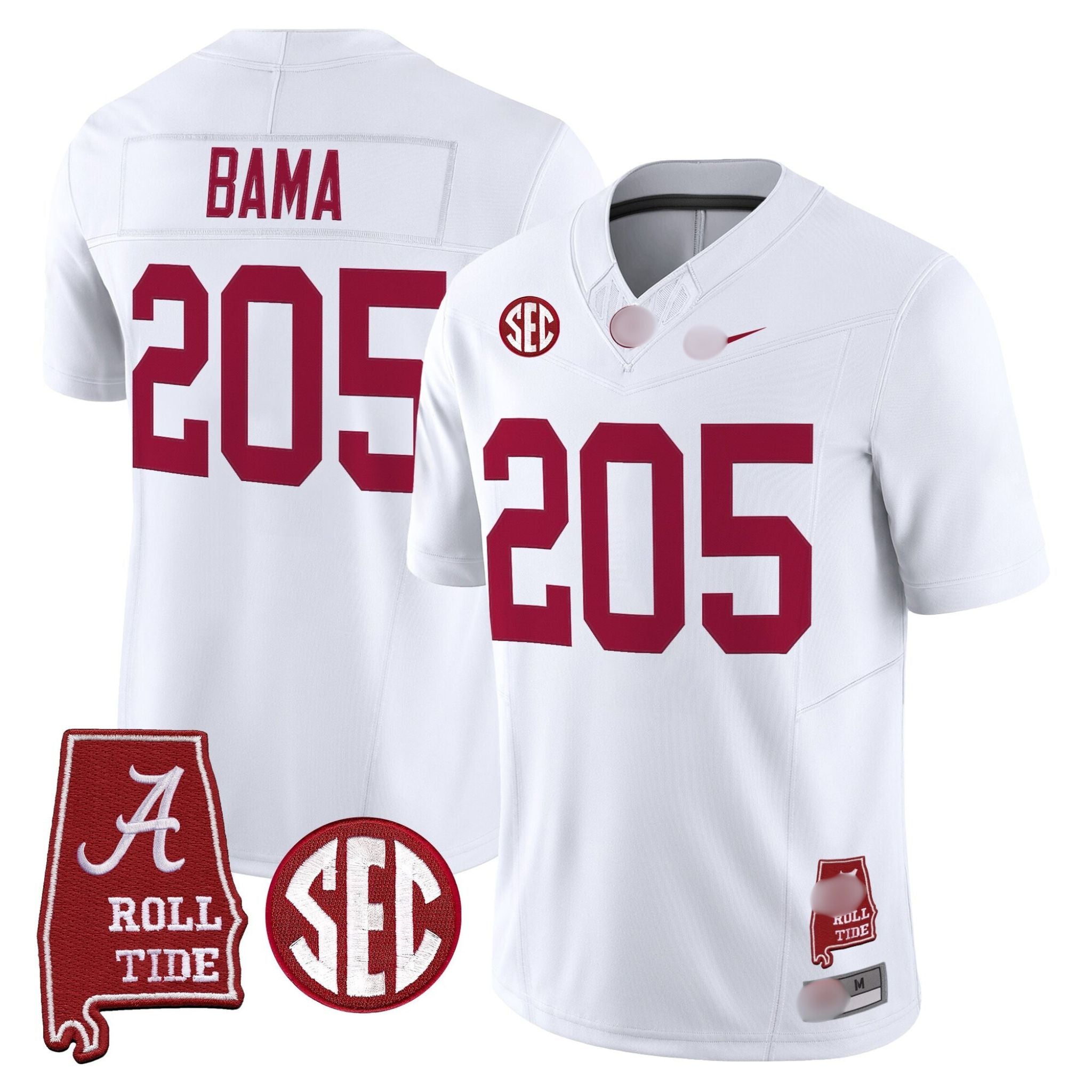A. Crimson Tide #205 Bama 2025 Roll Tide & Sec Patch Fan Jersey
