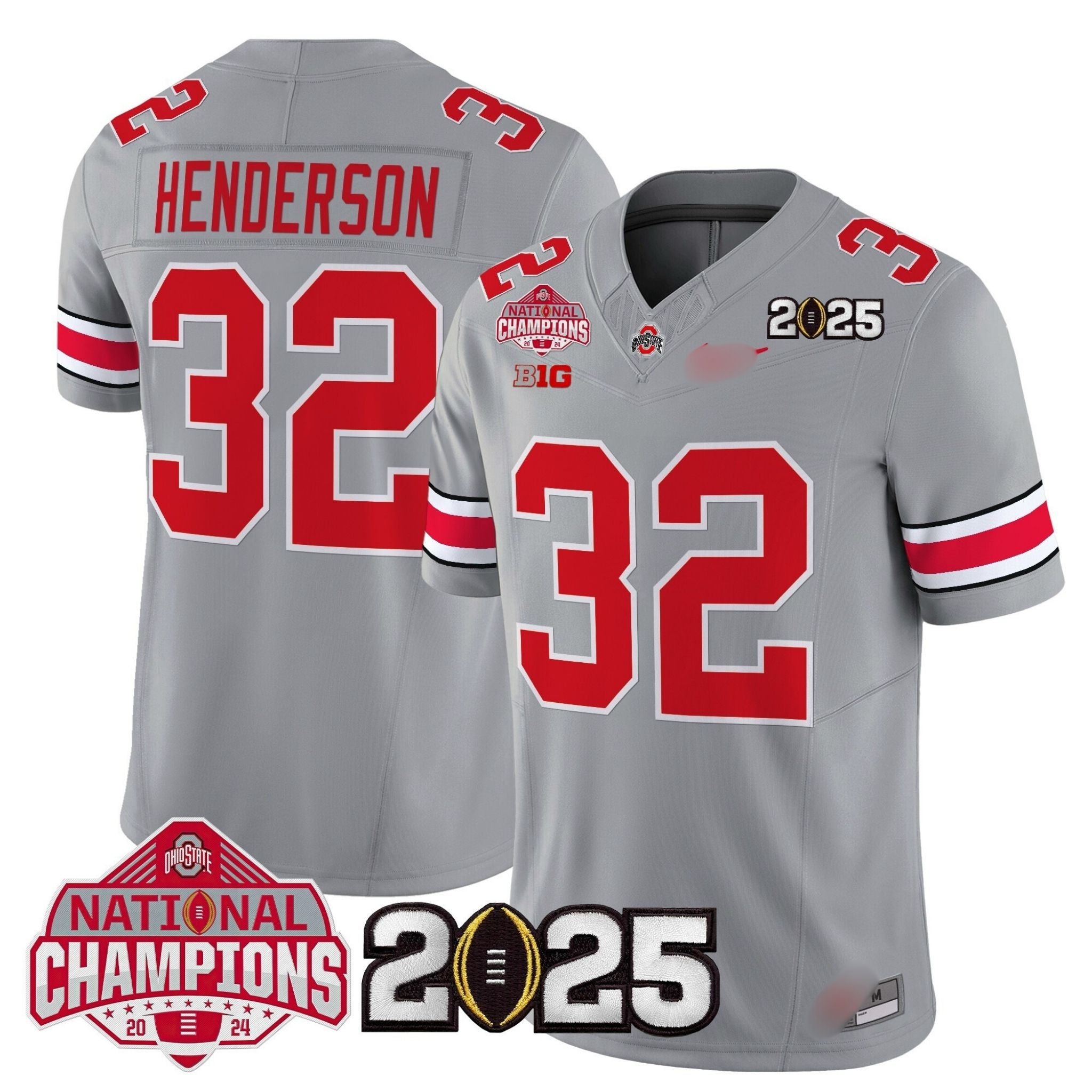 O.S Buckeyes #32 TreVeyon Henderson 2025 National Champions Patch Limited Jersey