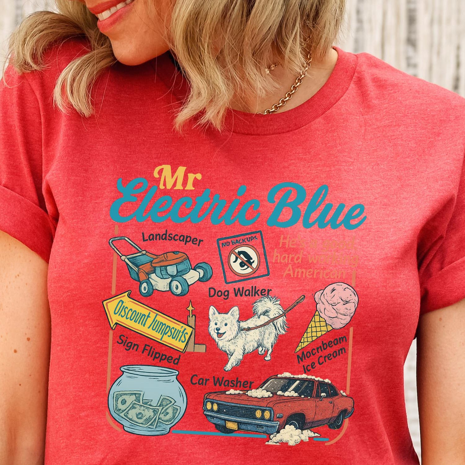 Mr Electric Blue Funny Graphic Shirt Vintage 90s Style Top Trendy Graphic Tee Retro Americana T-Shirt Music Lover Gift Gift for Him Her'4371346886
