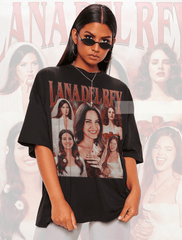 a woman wearing a t - shirt with a picture of a woman on it