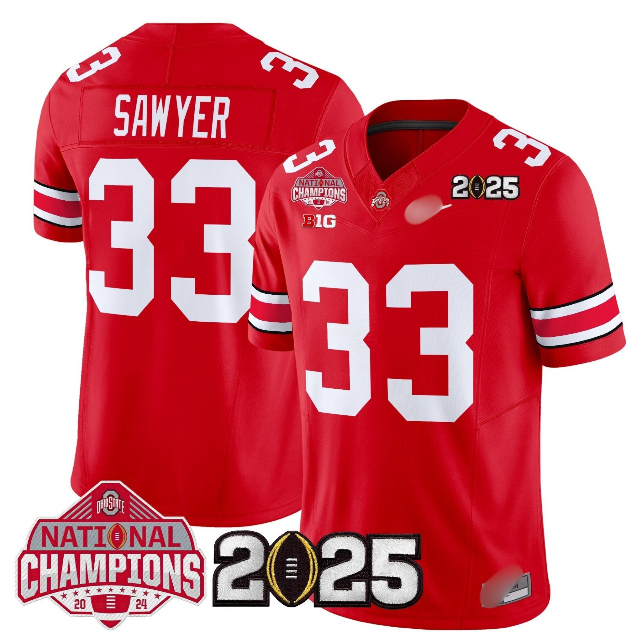 O.S Buckeyes #33 Jack Sawyer 2025 National Champions Patch Limited Jersey