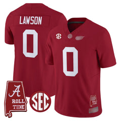 A. Crimson Tide #0 Deontae Lawson 2025 Roll Tide & Sec Patch Fan Jersey - Crimson