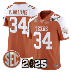 T.Longhorns #34 Ricky Williams 2025 CFP Final Patch Fan Jersey