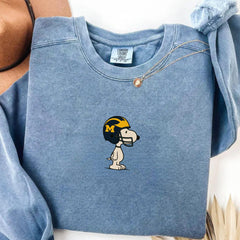 Michigan Wolverines T-Shirt, Snoopy Football Helmet Shirt, , Game Day Cozy Top, Football Lover Gift, Cartoon Dog Sports Shirt