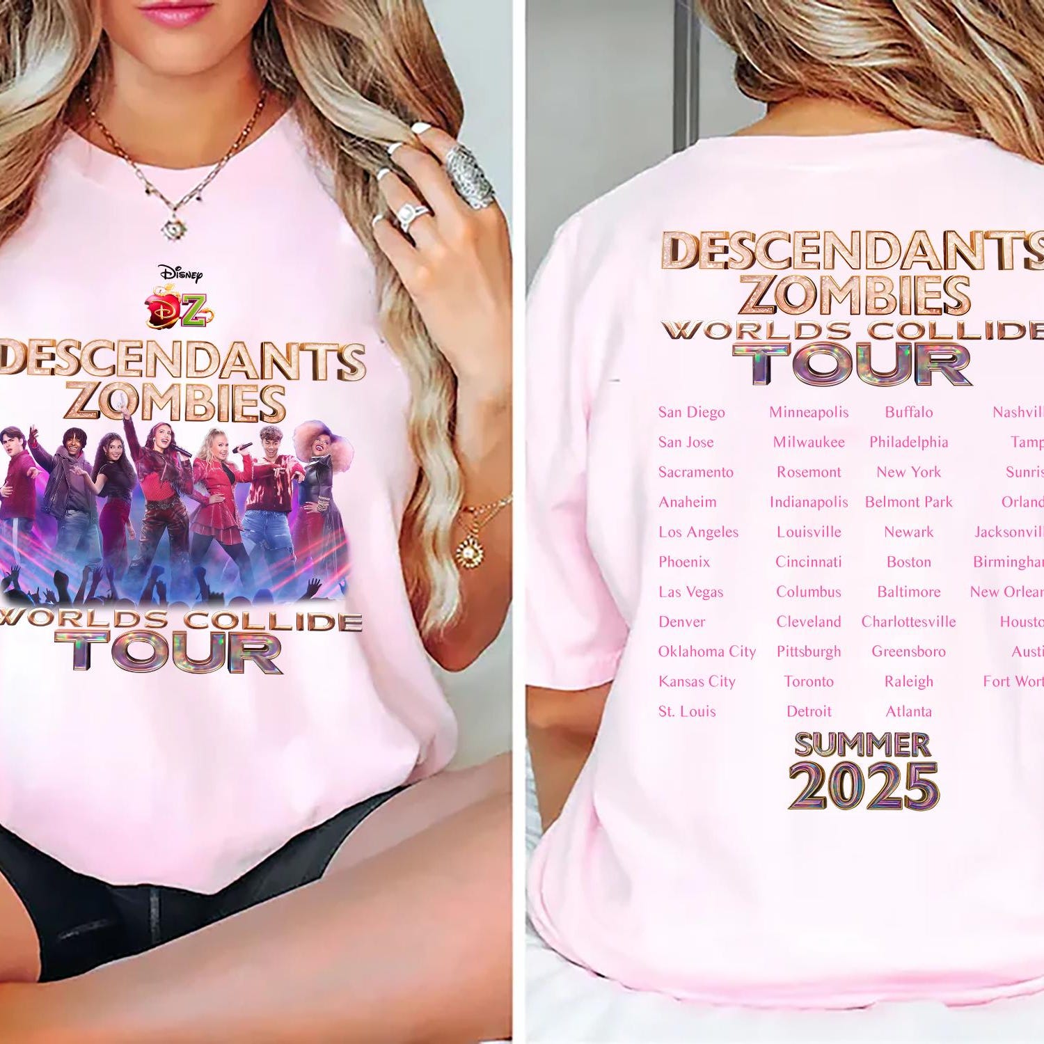 Descendants zombies worlds collide tour the rise of red characters summer music festival 2025 concert tee family trip Epcot outfit'4337774011