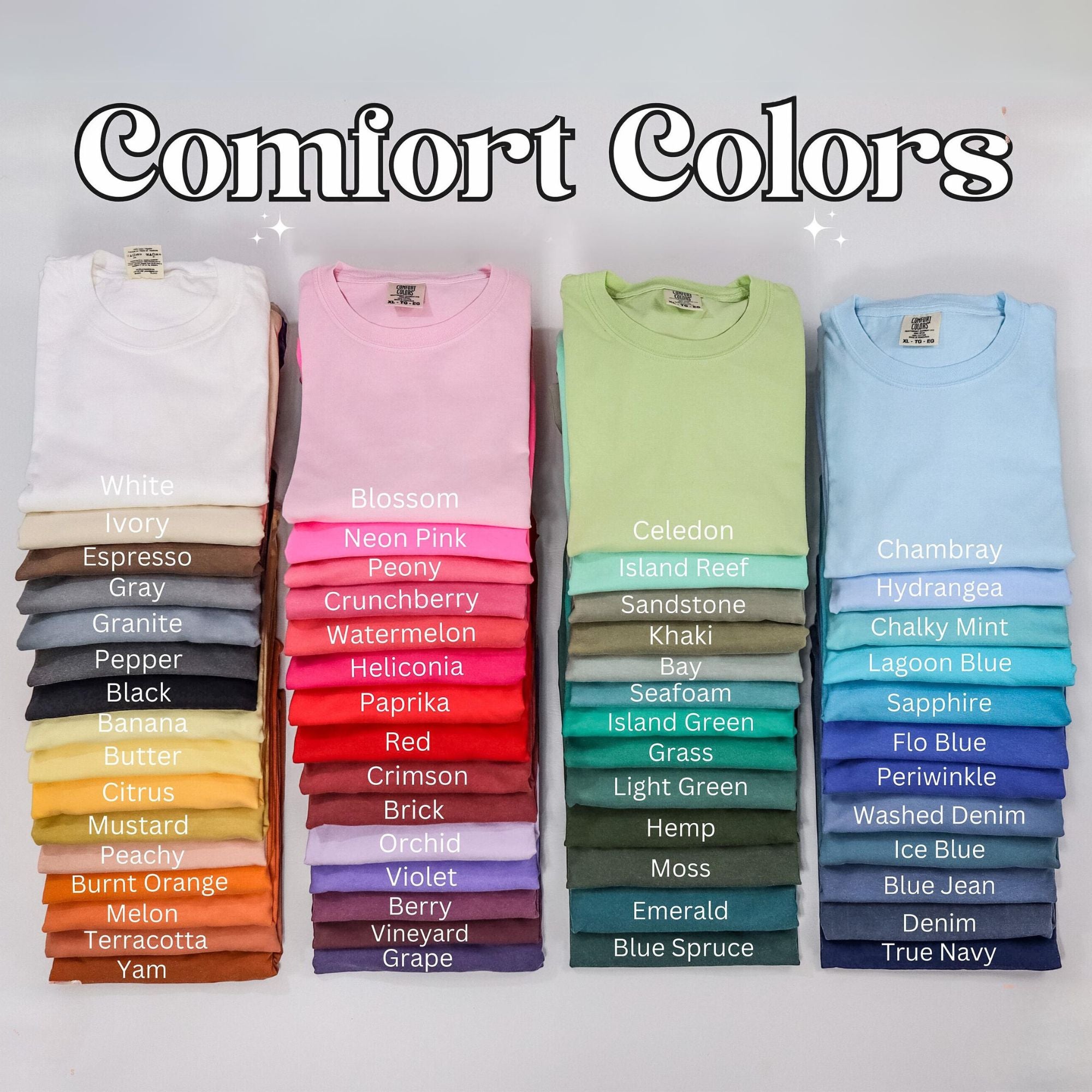 a group of t - shirts with the words comfort colors on them