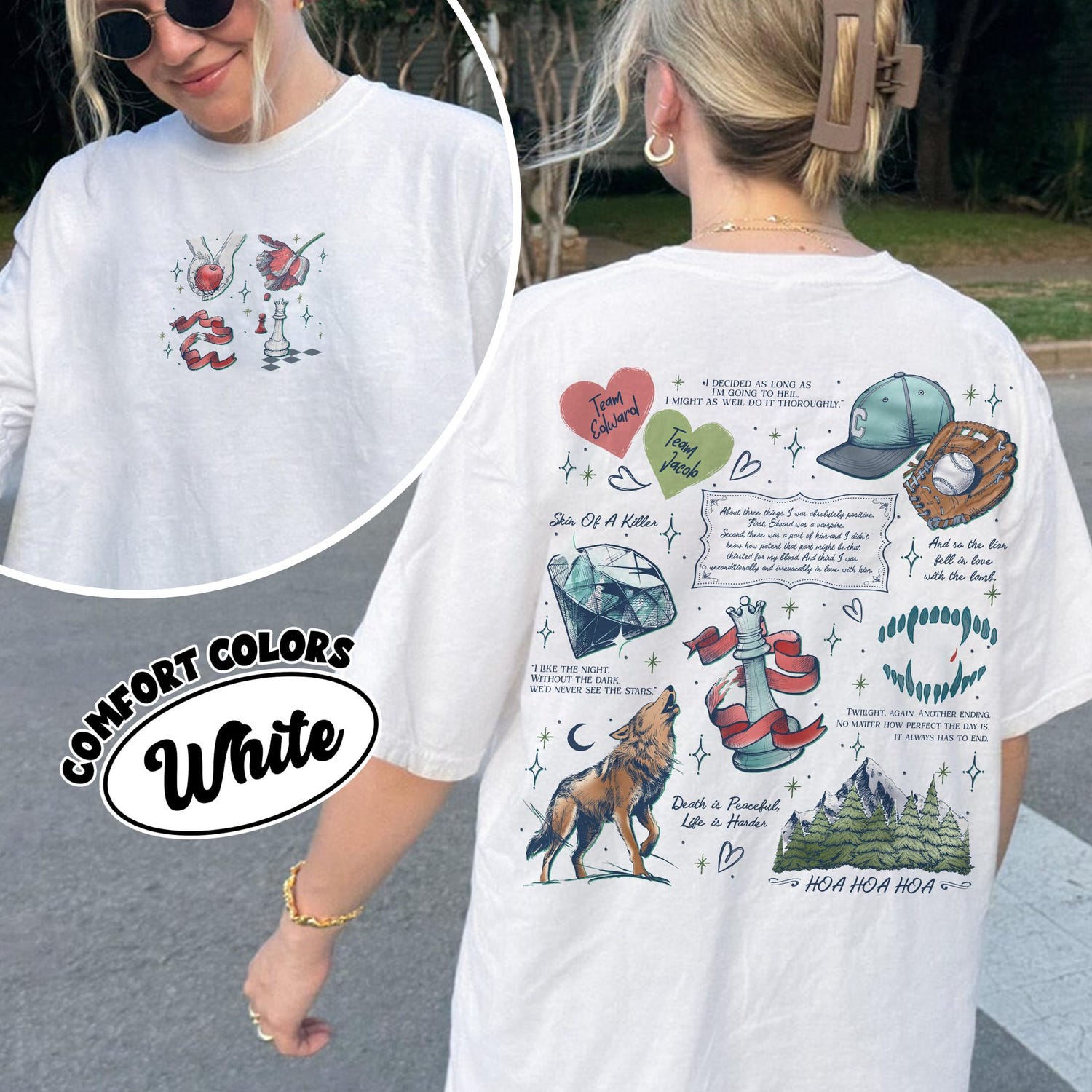 Twilight Inspired Comfort Colors Shirt, Vampire Wolf Romance Shirt, Twilight Saga Fan Apparel, Edward Bella Fan Merch, Gift for Book Lover