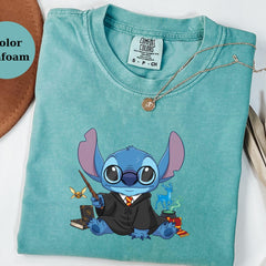 Cute Harry Potter Stitch T-Shirt, Magic Fan Tee, Fantasy Movie Shirt, Cute Character Top, Wizard Costume Tee, Gift For Fans