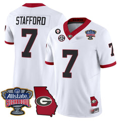 G.Bulldogs #7 Matthew Stafford 2024 Sugar Bowl & Georgia Map Patch Limited Jersey