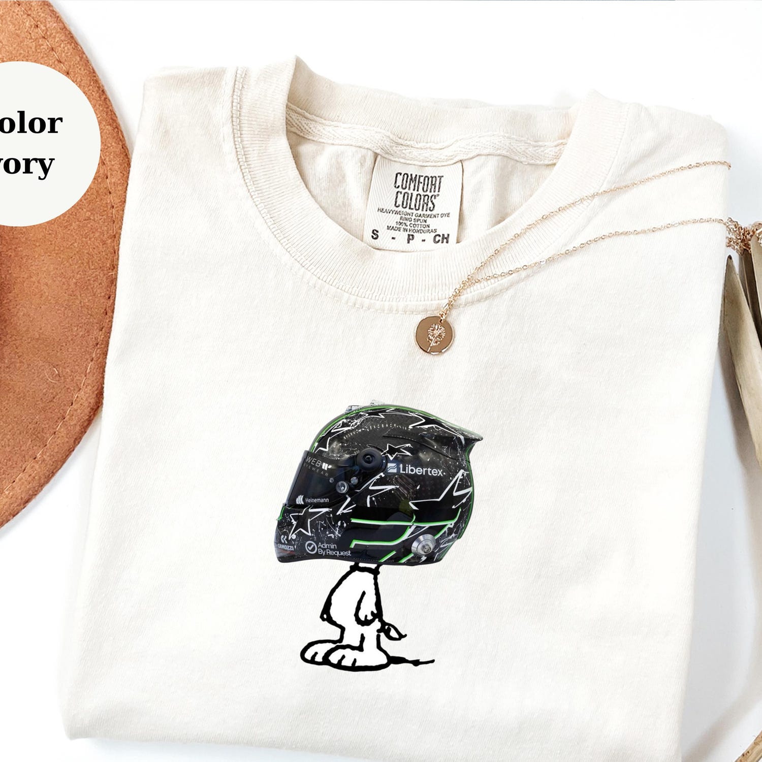 Nico H�lkenberg Racing Helmet Snoopy Shirt, Funny F1 Fan Crewneck, Cartoon Racer Top, Motorsport Gift, Comfort Colors Unisex Shirt