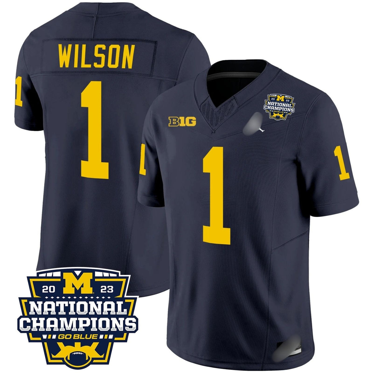 M.Wolverines #1 Roman Wilson 2023 National Champions Patch Fan Jersey