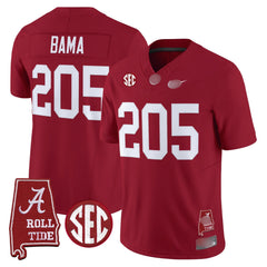 A. Crimson Tide #205 Bama 2025 Roll Tide & Sec Patch Fan Jersey