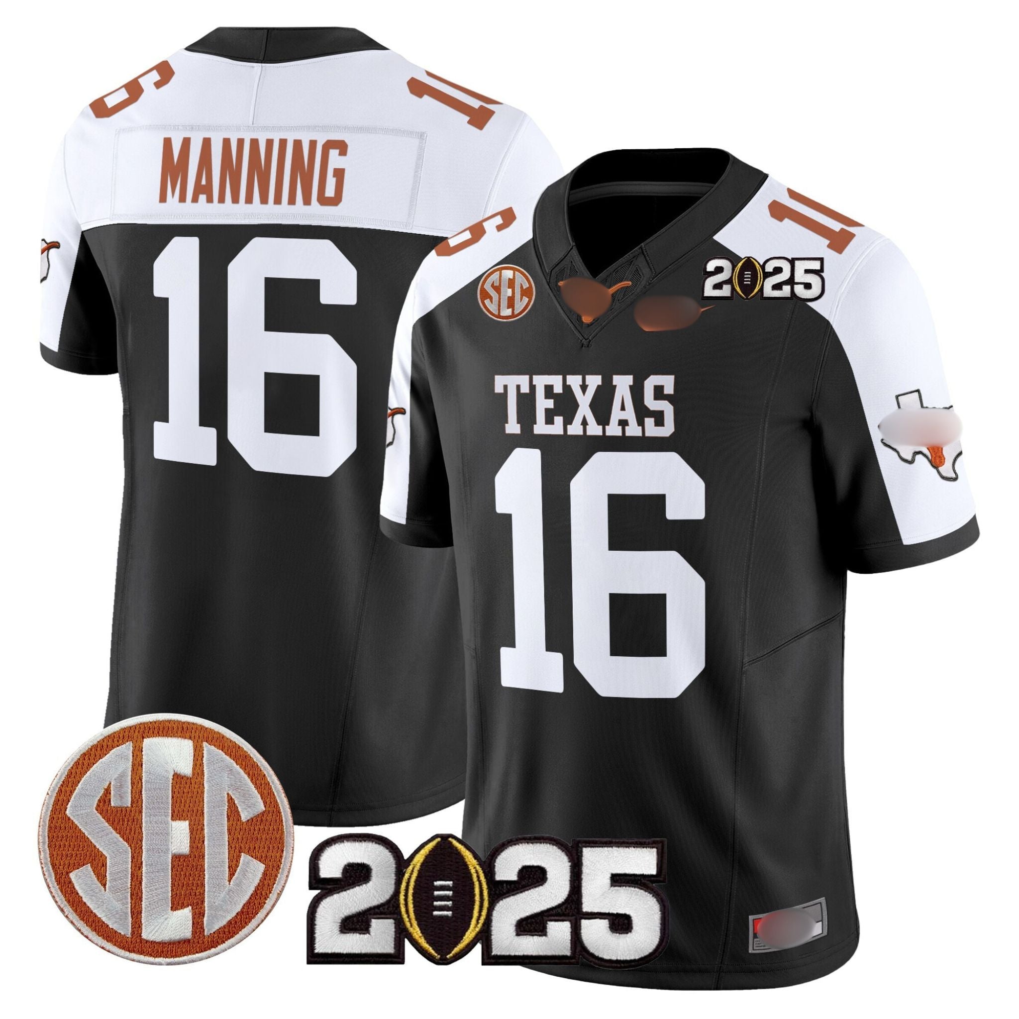 T.Longhorns #16 Arch Manning 2025 CFP Final Patch Fan Jersey