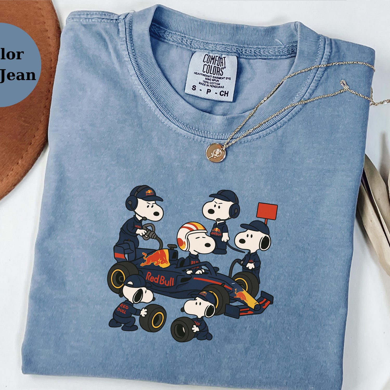 Snoopy Red Bull Pit Crew Shirt, Racing Fan Tee, Formula 1 Mechanic T-Shirt, F1 Race Lover Gift, Motorsport Fan Apparel