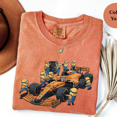 McLaren F1 Minions Pit Crew Shirt, Funny Racing Tee, Formula 1 Fan Gift, Lando Racing Top, Cute Minion Car Tee