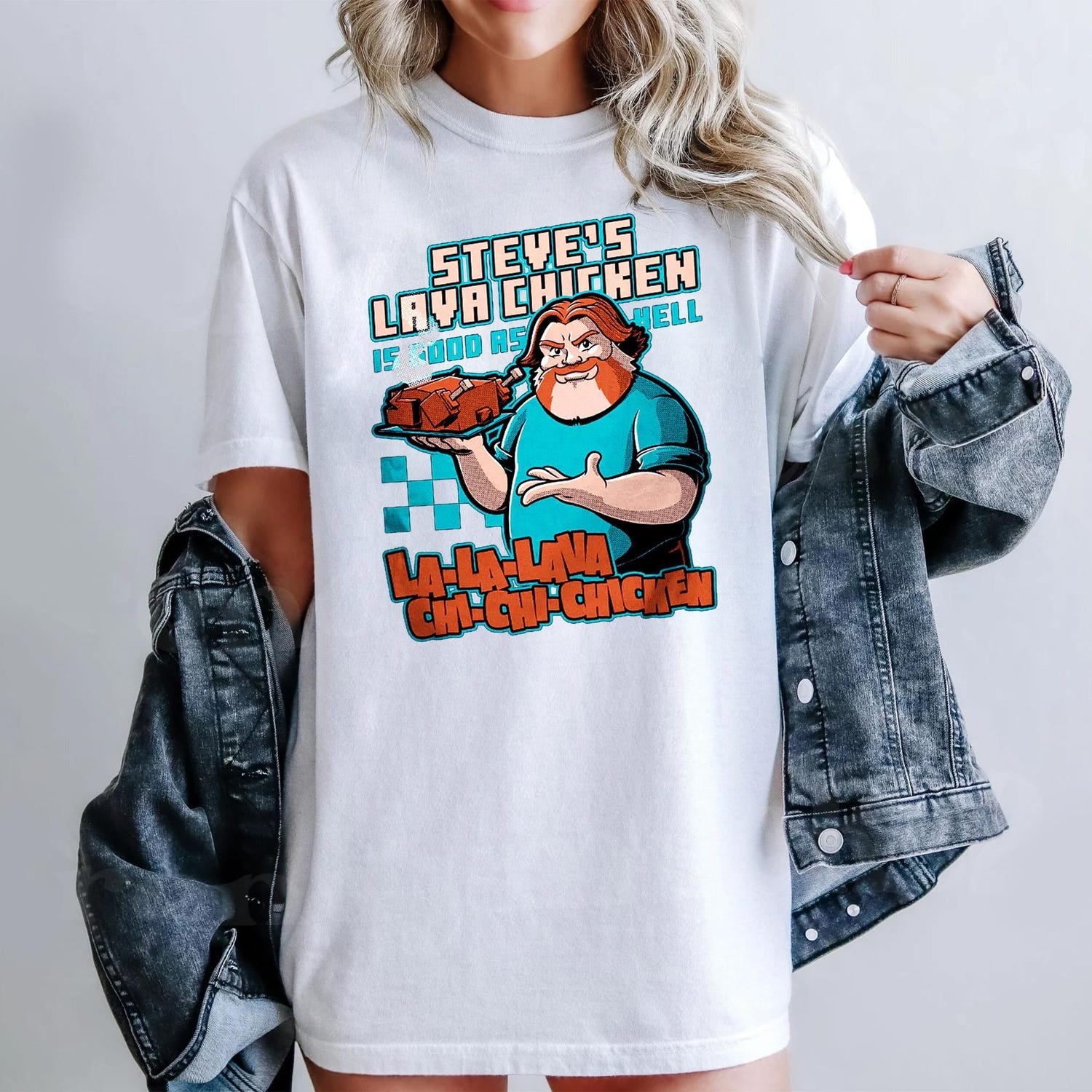 Steves Lava Chicken shirt, MineC movie shirt, Lava Chicken Miners shirt, Steve Pixel Gaming Boys Kids Game, Gift for