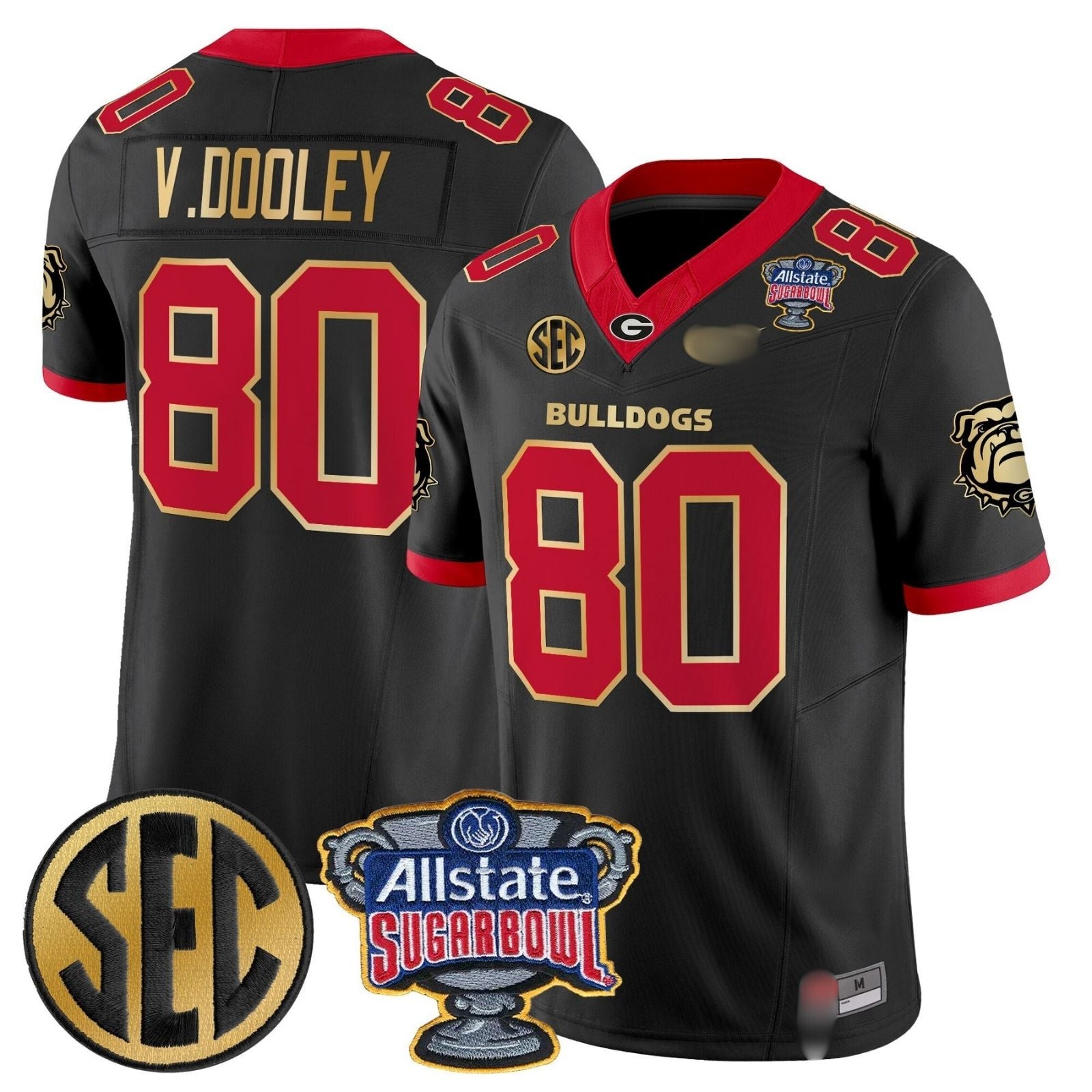 G.Bulldogs #80 Vince Dooley Sugar Bowl & SEC Patch Limited Jersey