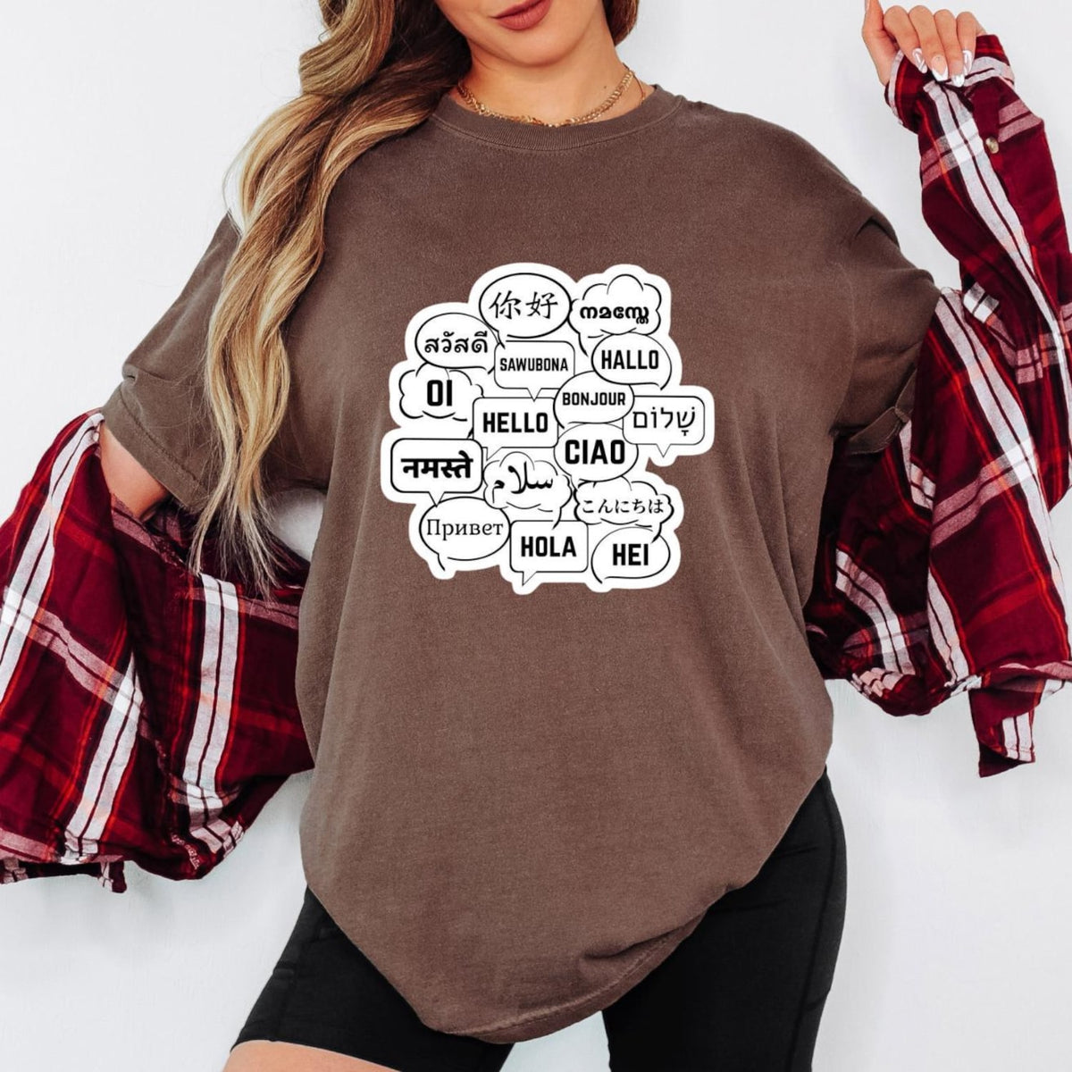 Comfort Colors� Multilingual Hello T-Shirt � World Languages Greeting Shirt for Travelers & Language Lovers