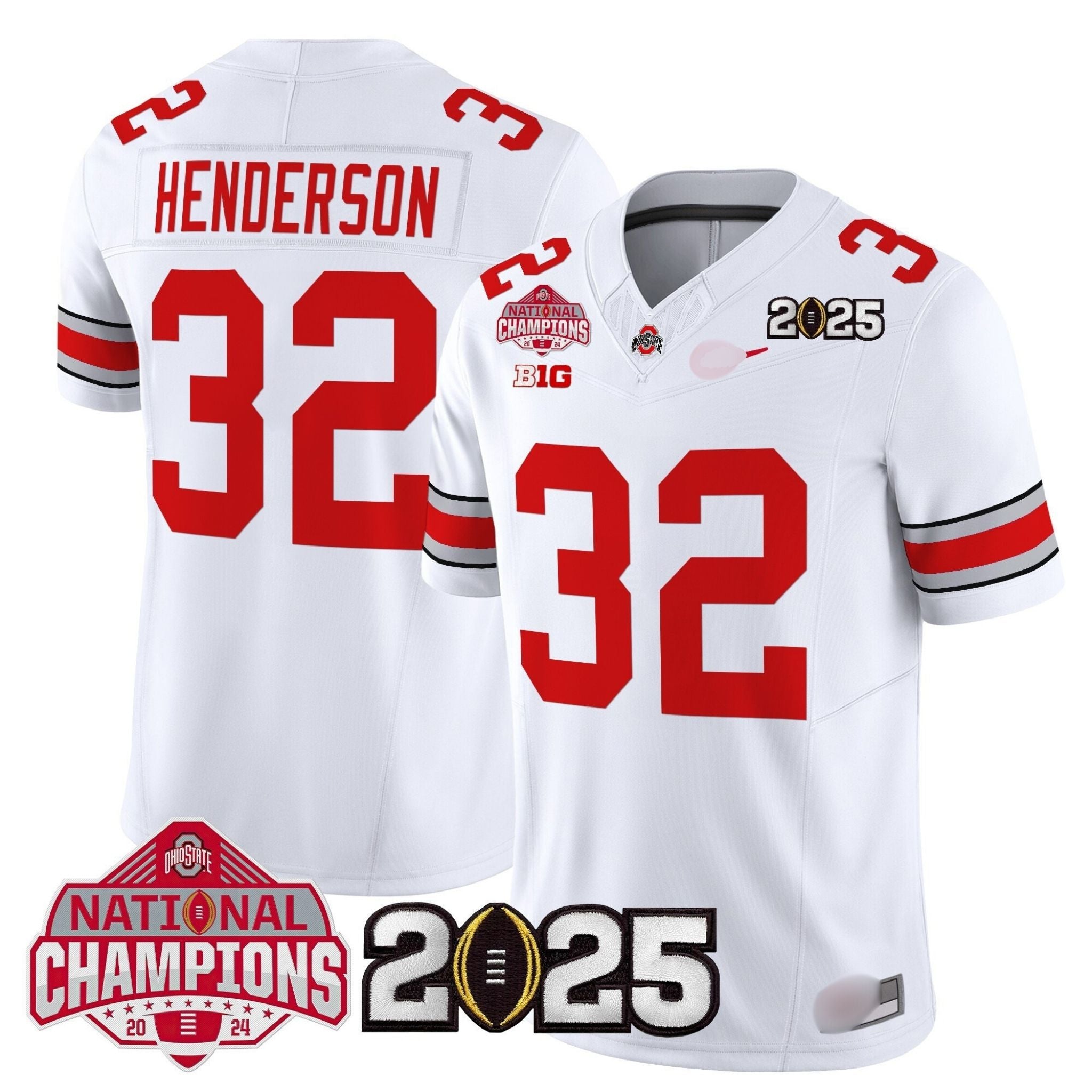 O.S Buckeyes #32 TreVeyon Henderson 2025 National Champions Patch Limited Jersey