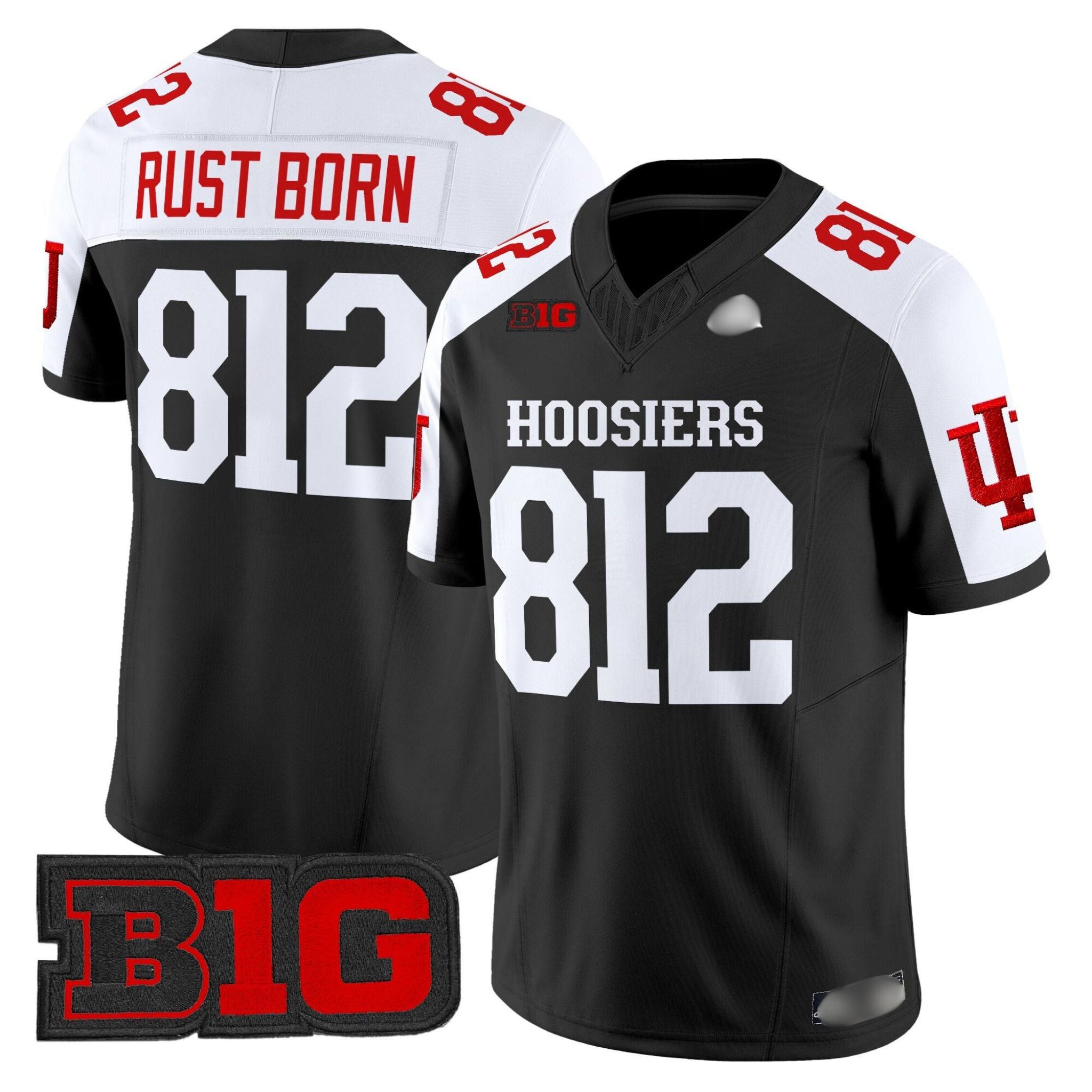 I.Hossiers #812 Rust Born 2025 B1G Patch Fan Jersey
