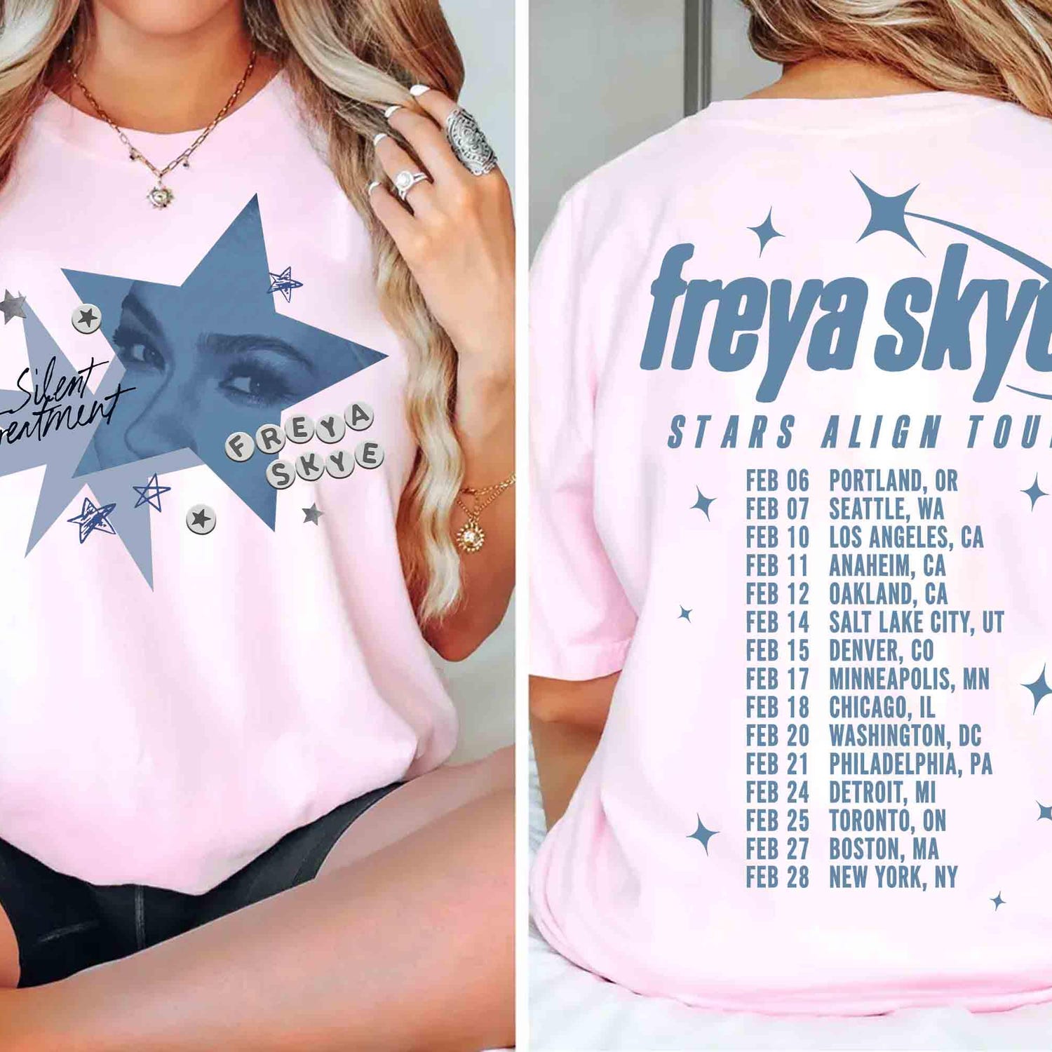 2sided Freya Skye Silent Treatment Shirt, Stars Align Tour 2026 Festival Tee, Channel Zombies 4 Nova Bright, Freya Skye Concert Music'4421489168