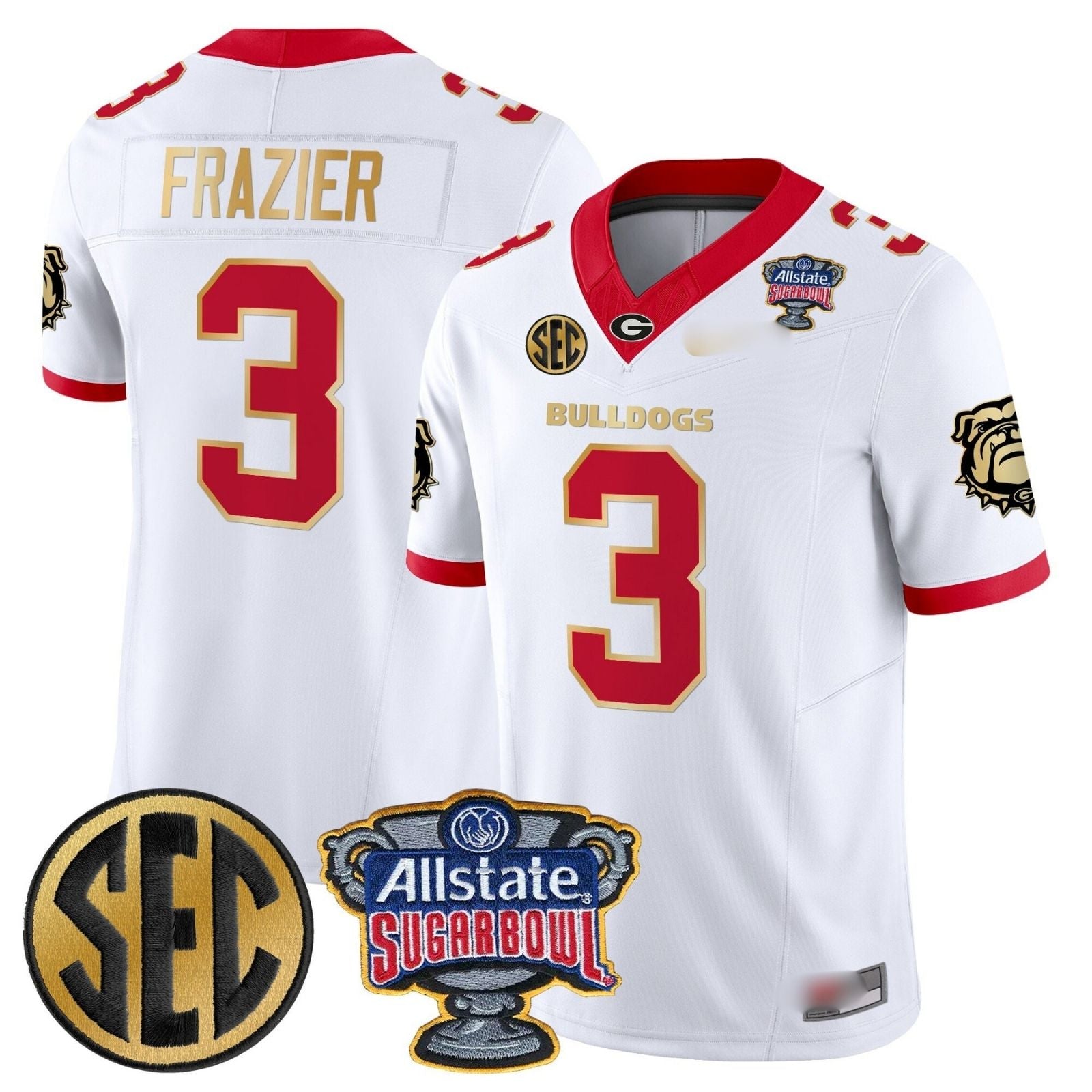 G.Bulldogs #3 Nate Frazier Sugar Bowl & SEC Patch Limited Jersey