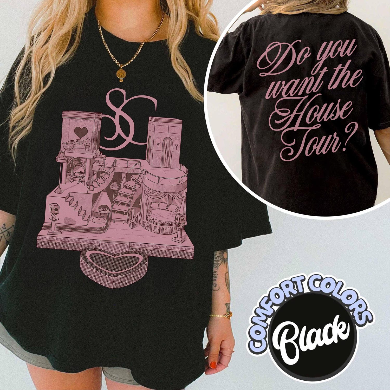 House Tour Shirt, Comfort Colors Fandom Merch Tee, Aesthetic Oversized Fan T-shirt, Double Sided Sabrina's House Tour Gift'4398453171