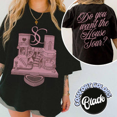 House Tour Shirt, Comfort Colors Fandom Merch Tee, Aesthetic Oversized Fan T-shirt, Double Sided Sabrina's House Tour Gift'4398453171