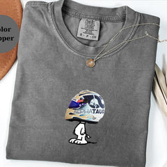 Daniel Ricciardo Racing Helmet Snoopy Shirt, Funny F1 Fan Crewneck, Cartoon Racer Top, Motorsport Gift, Comfort Colors Unisex Shirt