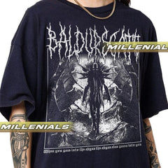 Baldurs Gate Mind Flayer Black Metal T-shirt, Metal Style T-Shirt, Baldurs Gate T-Shirt, Gift For Woman and Man Unisex T-Shirt