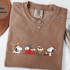 Christmas Snoopy Shirt, Cute Holiday Cartoon Tee, Funny Peanuts Style Graphic T-Shirt, Cozy Gift for Snoopy Fans