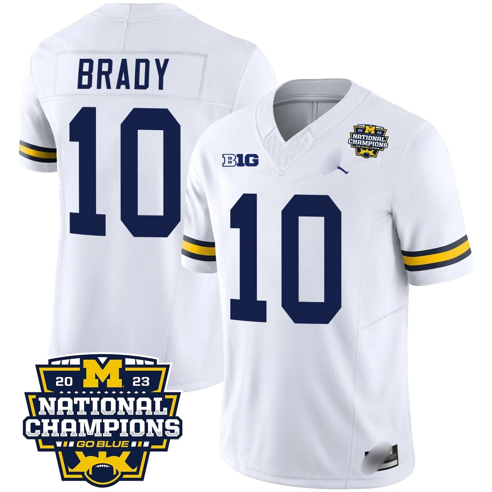 M.Wolverines #10 Tom Brady 2023 National Champions Patch Fan Jersey