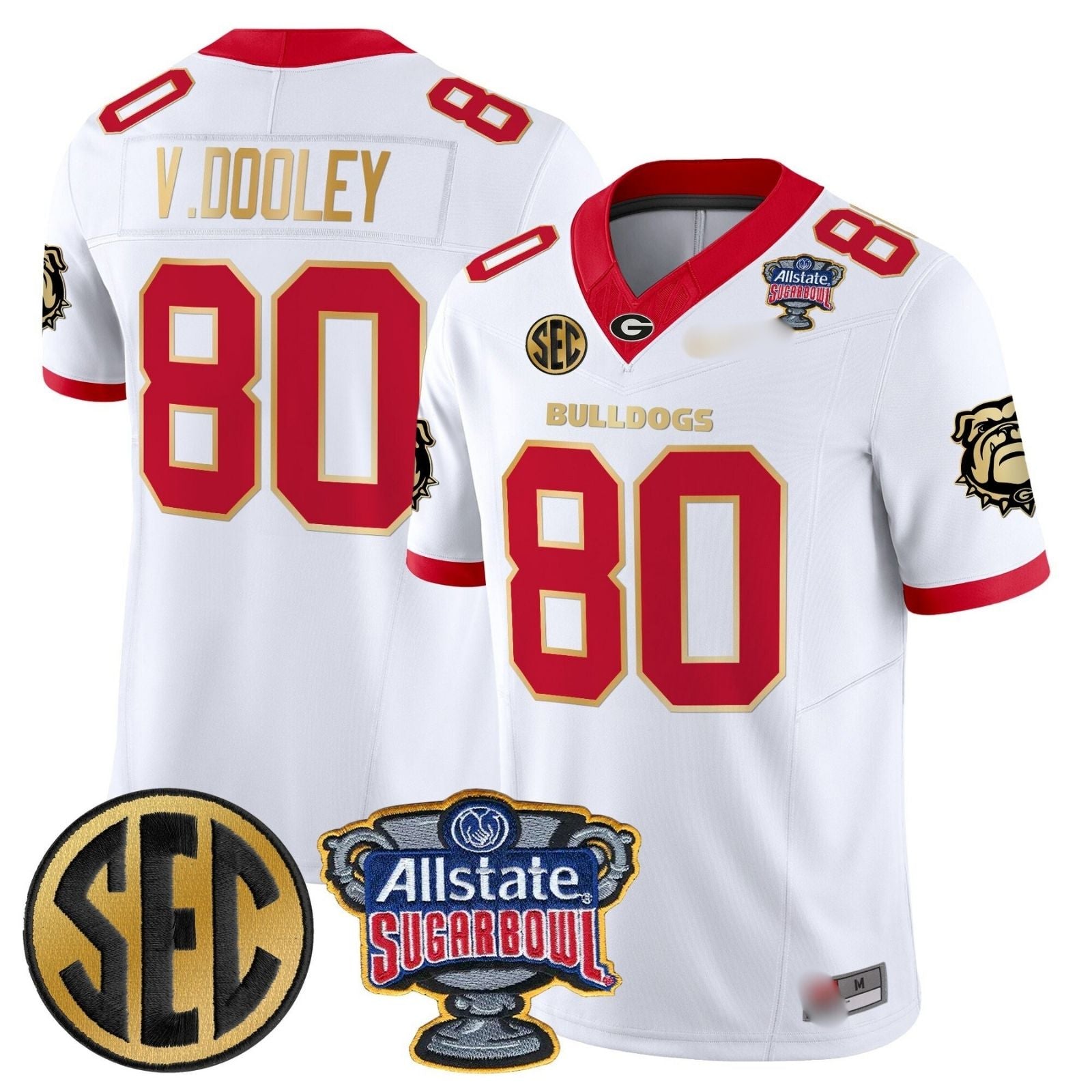G.Bulldogs #80 Vince Dooley Sugar Bowl & SEC Patch Limited Jersey