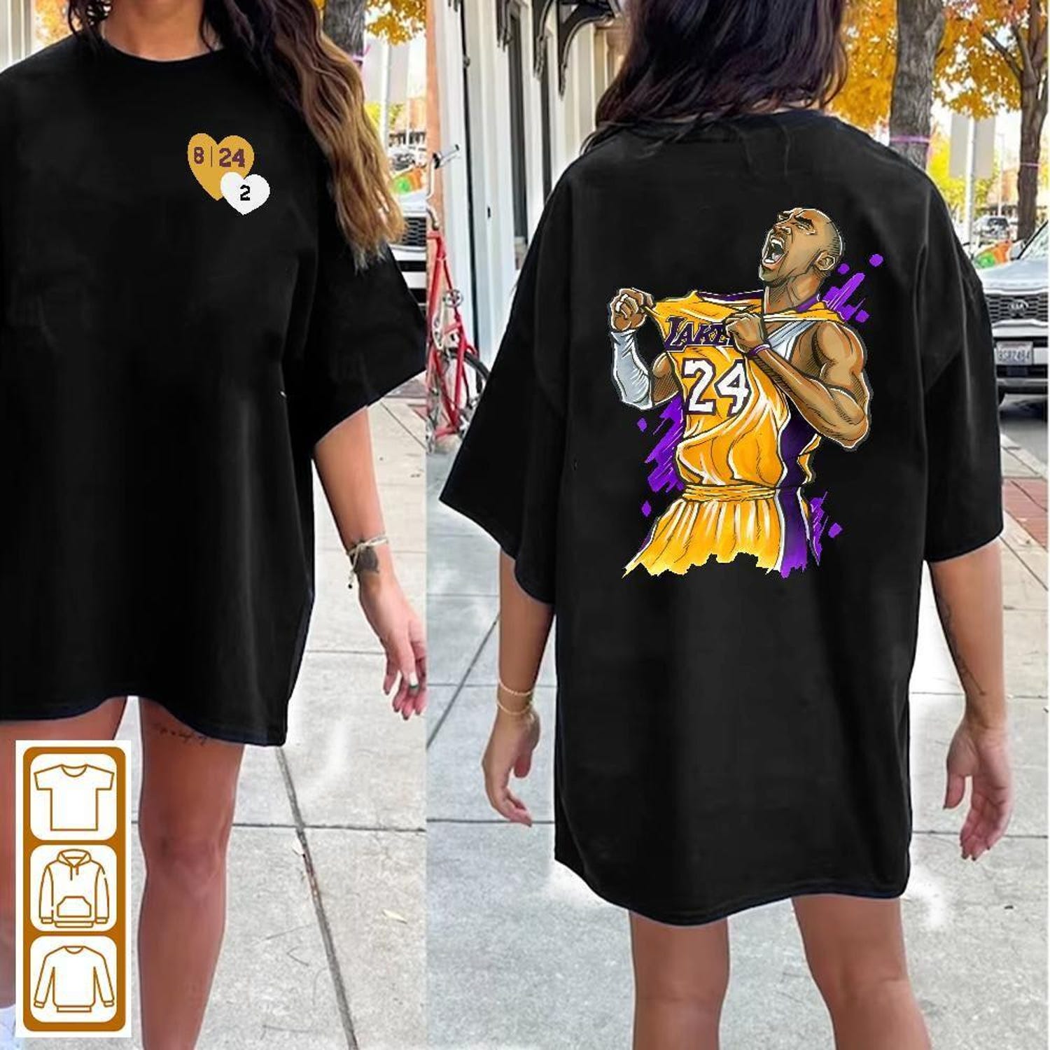 T Shirt New Fashion Kobe Bryant T Shirt Men Casual Hip Hop Top Tees Male Cotton Loose Streetwears 2 Sided Shirt