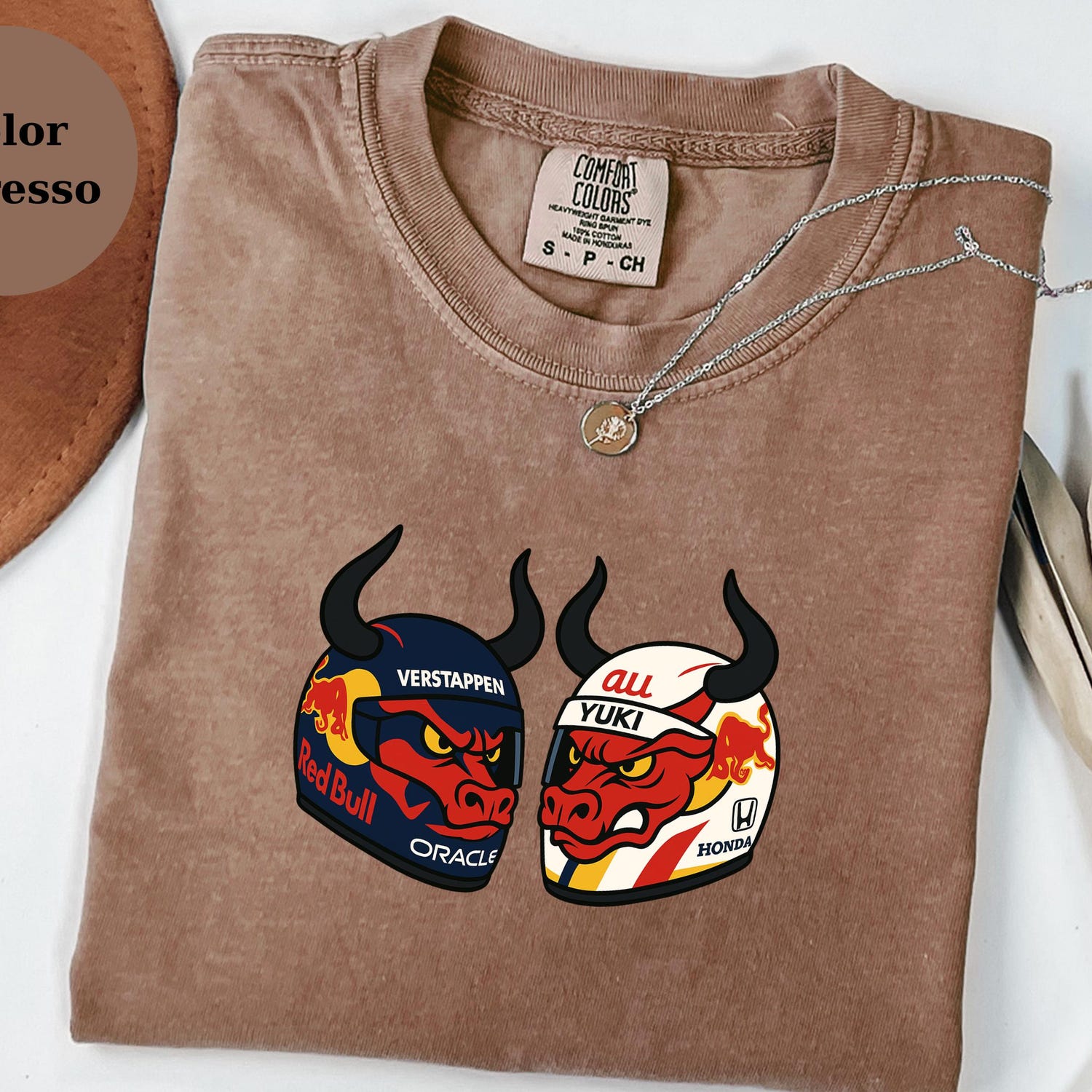 RedBull Helmet Duo Racing Tee � Funny F1 Driver Helmet Art Shirt