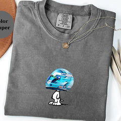 Pierre Gasly Racing Helmet Snoopy Shirt, Funny F1 Fan Crewneck, Cartoon Racer Top, Motorsport Gift, Comfort Colors Unisex Shirt