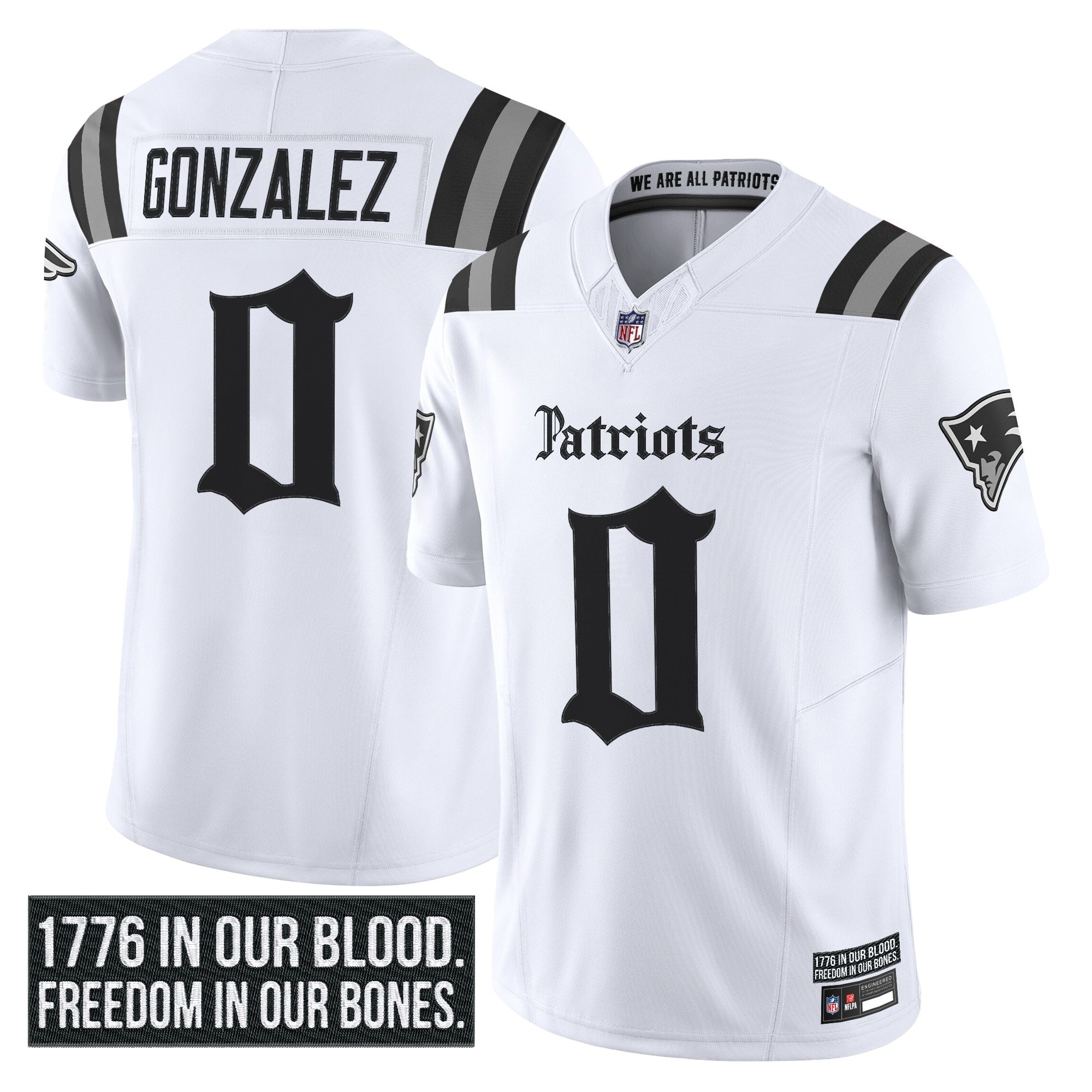 N.E Patriots #0 Christian Gonzalez ‘Gothic Revolution Edition’ Limited Jersey