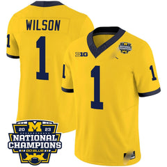 M.Wolverines #1 Roman Wilson 2023 National Champions Patch Fan Jersey