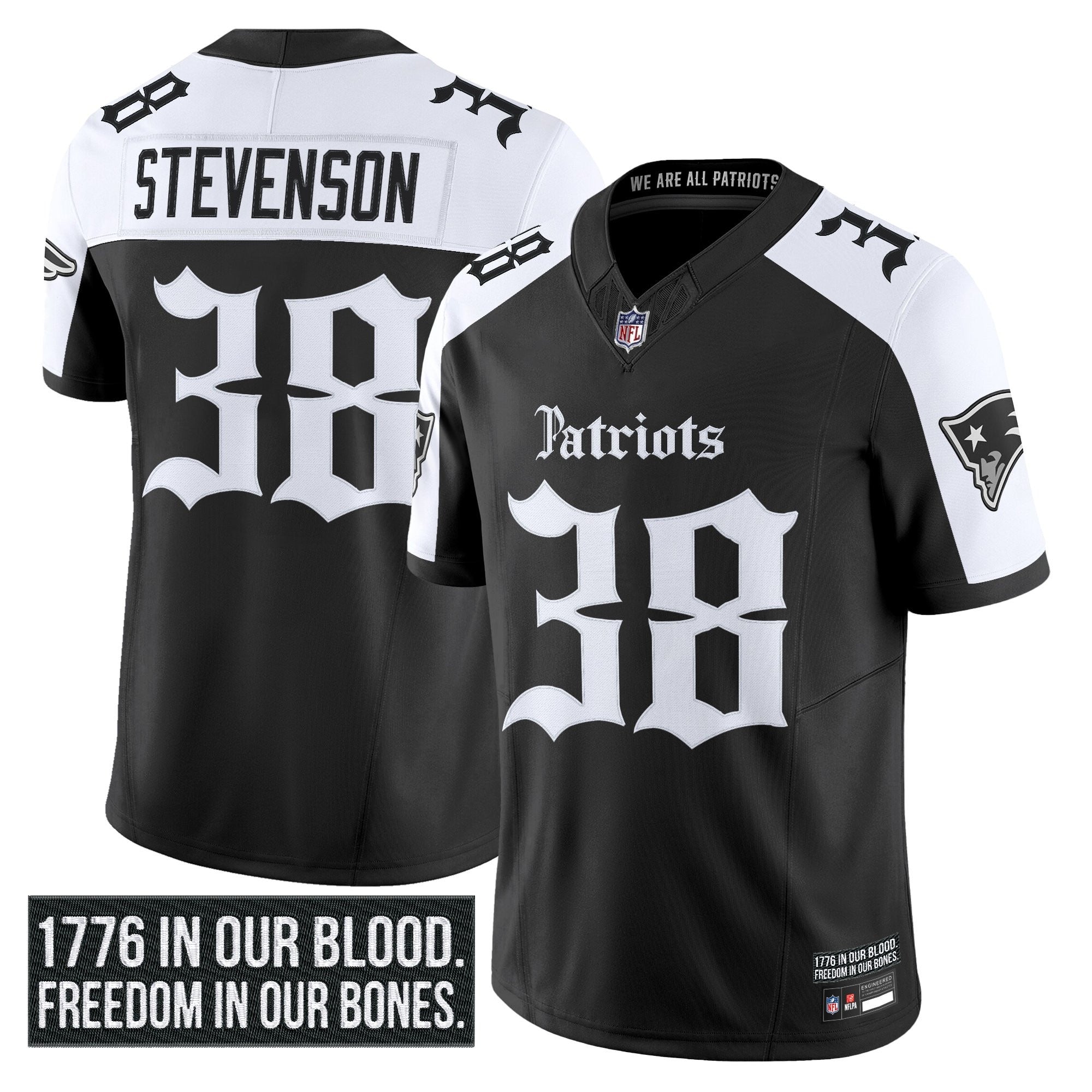 N.E Patriots #38 Rhamondre Stevenson ‘Gothic Revolution Edition’ Limited Jersey