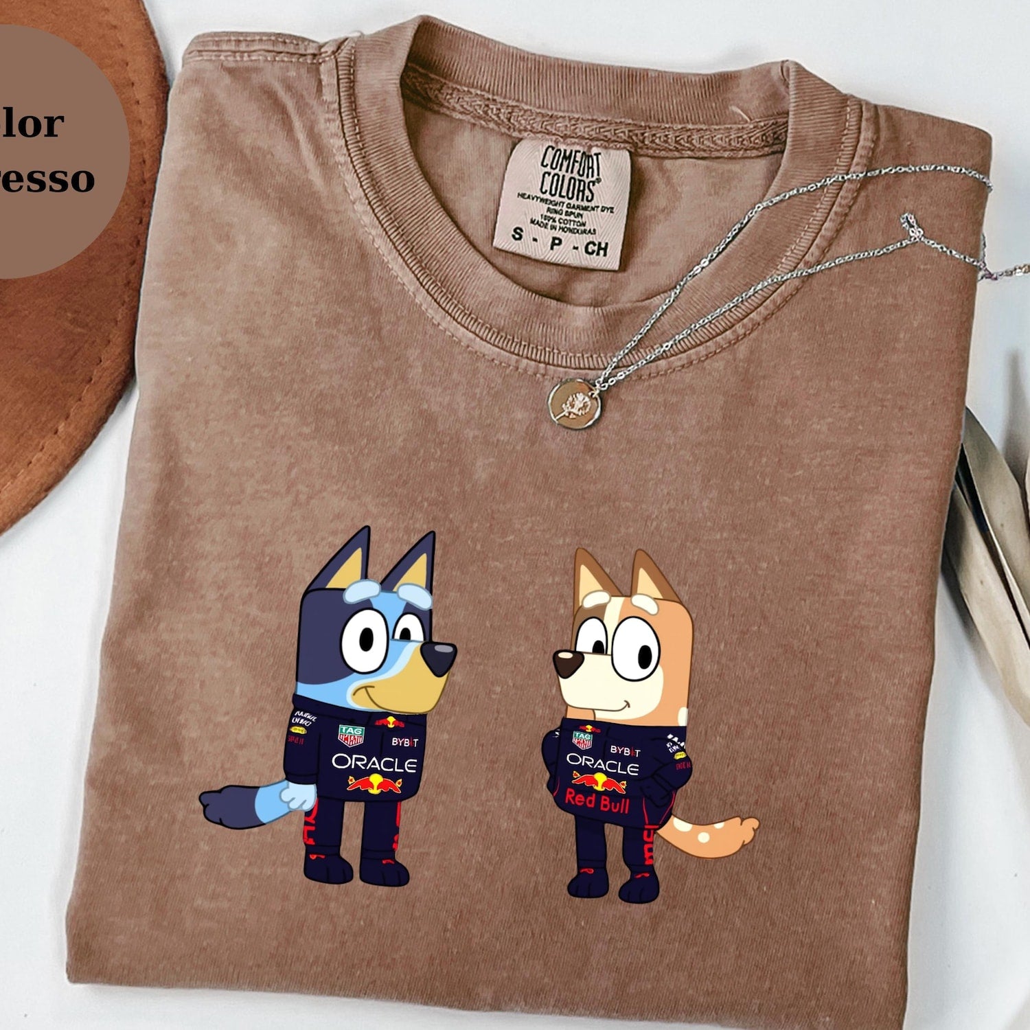 Redbull Racing Team Bluey Shirt, Funny F1 Fan Crewneck, Cartoon Racer Top, Motorsport Gift, Comfort Colors Unisex Shirt