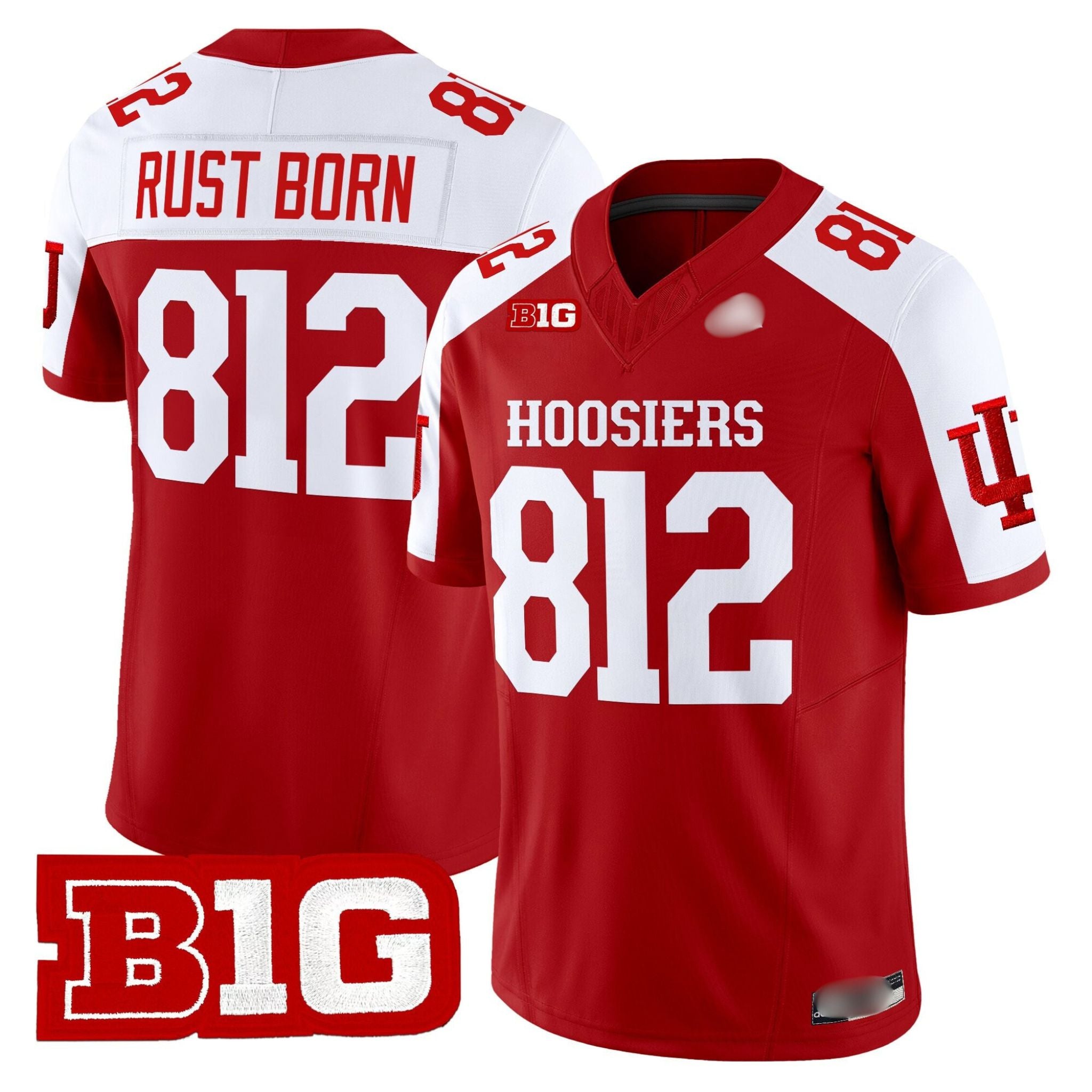 I.Hossiers #812 Rust Born 2025 B1G Patch Fan Jersey